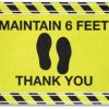 Maintain 6 Feet Thank You Floor Mats Yellow